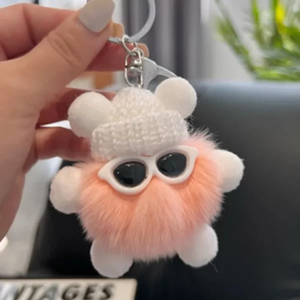 Cute Fluffy Plush Keychain Toys Soft Pom Pom Keychains Kawaii Fur Ball Plush Doll for Kids Bag Backpack Pendant Decor Key Chain
