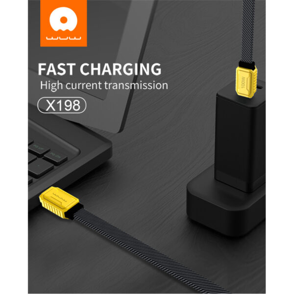 100W Black Braided Nylon USB-C / Type-C Cable - X198 (WUW) - Image 4