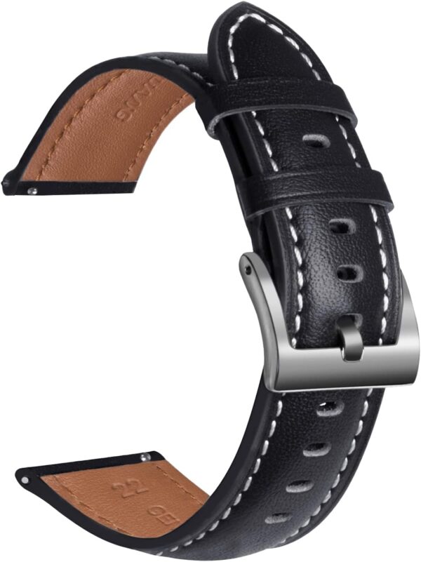 Toff London Ladies Leather Watch Strap, Quick Release with Silver Metal Buckle, Band Width 20mm, TLSS-14 - Image 2
