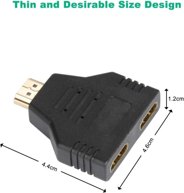 HDMI to Dual HDMI Adapter (2 Packs), Gold Plated 1 to 2 HDMI Male to Two HDMI Women Adapter Splitter Video/Audio Splitter for HDTV Monitor, Only for Mirror Mode - Image 2