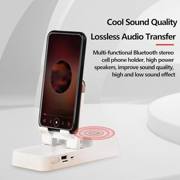 Mobile Phone Holder Bluetooth Audio NonSlip Fold Stereo Desktop Black - Image 2