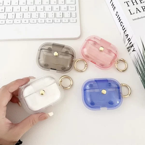 For AirPods 4 Earphone Case Magnetic Earphone Case Anti-drop TPU Protective Case With Round Buckle