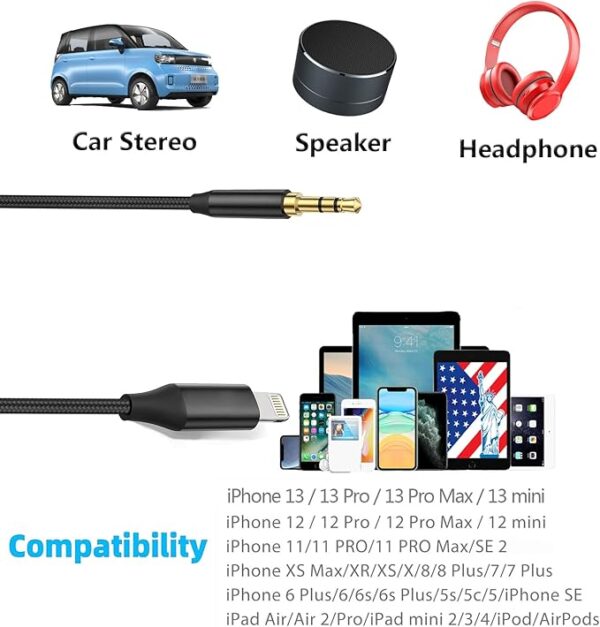 X-Scoot Lightning To AUX Adapter Cable For All IPhone Phones - 1 Meter. - Image 6