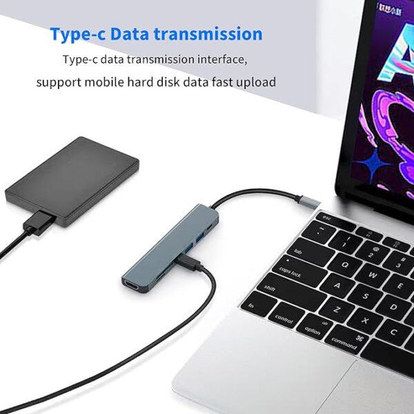 USB C hub,7-in-1 USB C Multi-Port Adapter with 4K HDMI,100W PD,USB-C and 2 USB-A Data Ports 5Gbps, SD&TF Card Slots,Aluminum USB Type C Hub,for MacBook Pro Air,Surface Pro,iPad Pro,XPS, HP,Lenovo etc - Image 2