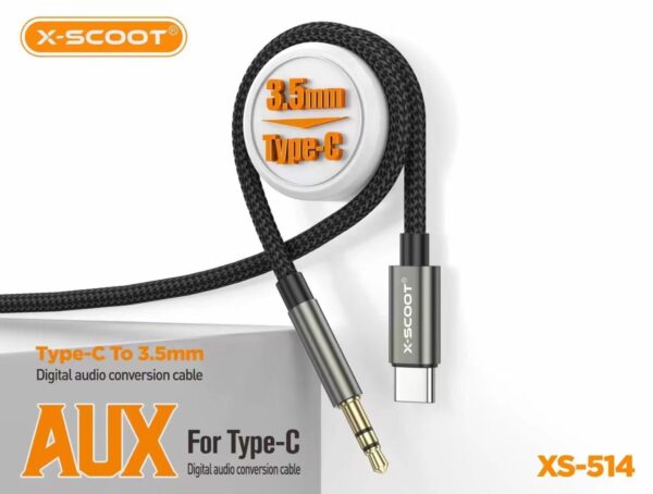 X-Scoot Lightning To AUX Adapter Cable For All Type C Phones - 1 Meter.