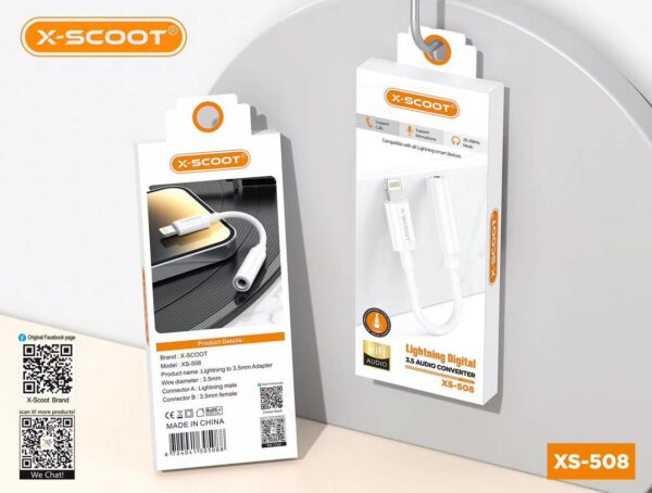 X-Scoot Lightning To 3.5mm Audio Converter Adapter -color White.