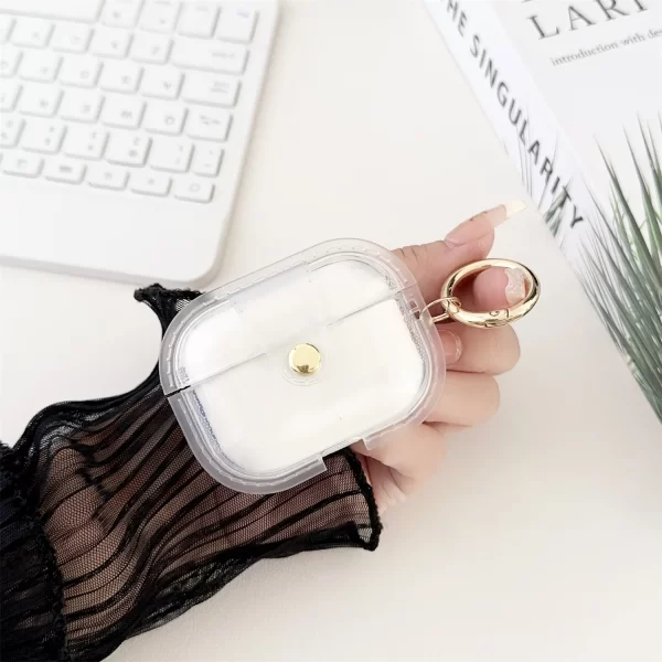 For AirPods 4 Earphone Case Magnetic Earphone Case Anti-drop TPU Protective Case With Round Buckle - Image 3