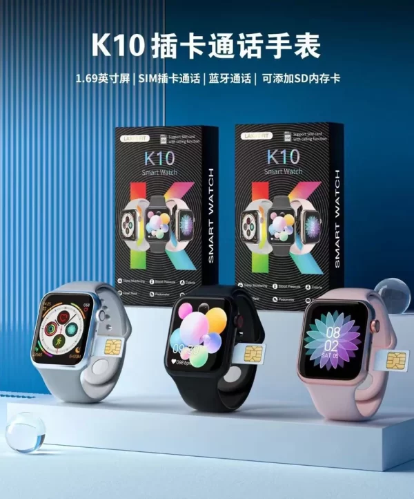 K10 Smart Watch with Sim and Memory Support, Calling Function , Mobile Connection
