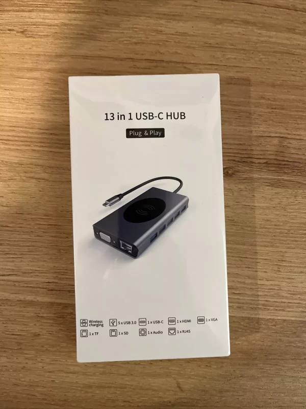 13 in 1 USB-C Hub Docking Station w Wireless Charging 5 USB ports NEW