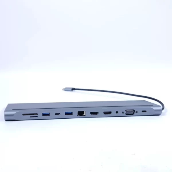 11 Port Dual 4K HDMI HUB USB C HDTV VGA RJ45 SD/TF For Macbook Dell IPad HP
