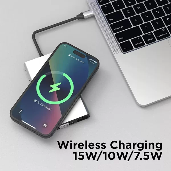 13 in 1 USB-C Hub Docking Station w Wireless Charging 5 USB ports NEW - Image 3