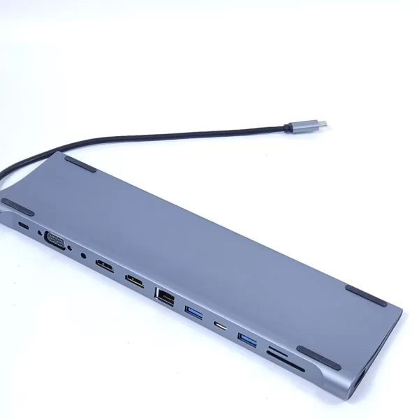 11 Port Dual 4K HDMI HUB USB C HDTV VGA RJ45 SD/TF For Macbook Dell IPad HP - Image 2