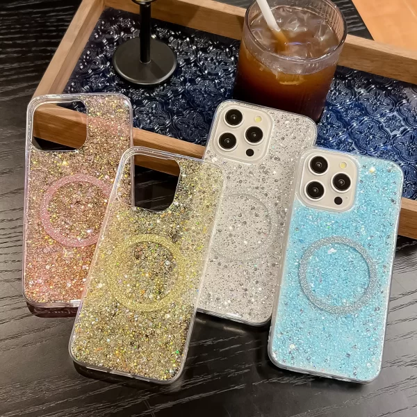 For iPhone 16 Pro Max 15 14 13 12 11 Luxury Girl Glitter Sparkle Mag Safe Case